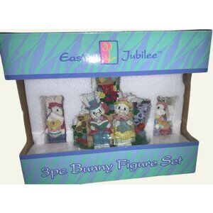 Easter Jubilee 3 Piece Figurine Set   Easter Village Figurines Never used